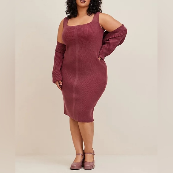 Torrid Midi Ultra Soft Sweater Dress Square Neck Size 6X Bodycon - Picture 3 of 5